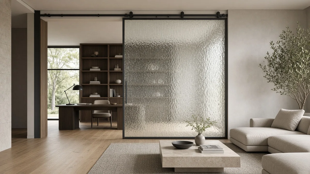 AI-generated concept visualization for Glass Barn Doors