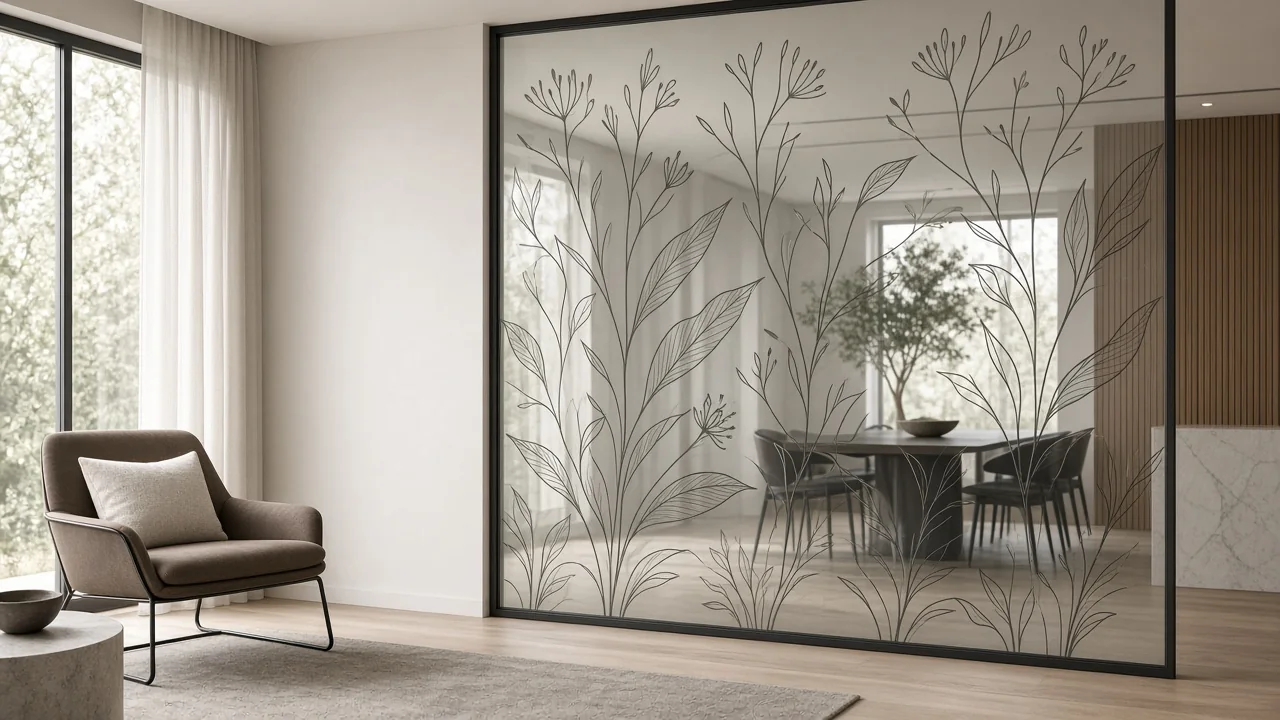 AI-generated concept visualization for Digitally Printed Glass
